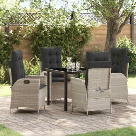 Conjunto de Comedor de Jardín 5 pcs Gris Claro ratán sintético