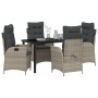 Conjunto de Comedor de Jardín 5 pcs Gris Claro ratán sintético