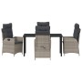 Conjunto de Comedor de Jardín 5 pcs Gris Claro ratán sintético