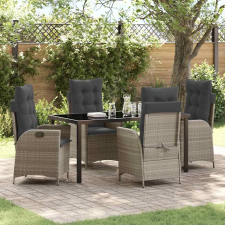 Conjunto de Comedor de Jardín 5 pcs Gris Claro ratán sintético