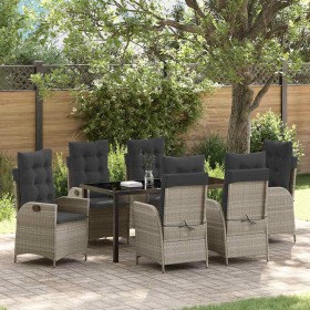 Conjunto de Comedor de Jardín 7 pcs Gris Claro ratán sintético