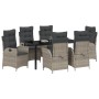 Conjunto de Comedor de Jardín 7 pcs Gris Claro ratán sintético