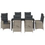 Conjunto de Comedor de Jardín 7 pcs Gris Claro ratán sintético