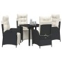 Conjunto de Comedor de Jardín 5 pcs Negro Poliratán