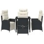 Conjunto de Comedor de Jardín 5 pcs Negro Poliratán