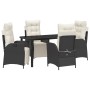 Conjunto de Comedor de Jardín 5 pcs Negro Poliratán