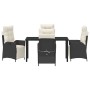 Conjunto de Comedor de Jardín 5 pcs Negro Poliratán