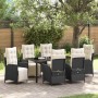 Conjunto de Comedor de Jardín 7 pcs Negro Poliratán