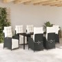 Conjunto de Comedor de Jardín 7 pcs Negro Poliratán
