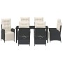 Conjunto de Comedor de Jardín 7 pcs Negro Poliratán