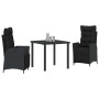 Conjunto de Comedor de Jardín 3 pcs Negro Poliratán