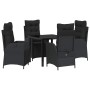 Conjunto de Comedor de Jardín 5 pcs Negro Poliratán