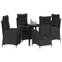 Conjunto de Comedor de Jardín 5 pcs Negro Poliratán