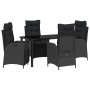 Conjunto de Comedor de Jardín 5 pcs Negro Poliratán