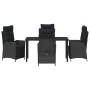 Conjunto de Comedor de Jardín 5 pcs Negro Poliratán