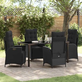Conjunto de Comedor de Jardín 5 pcs Negro Poliratán
