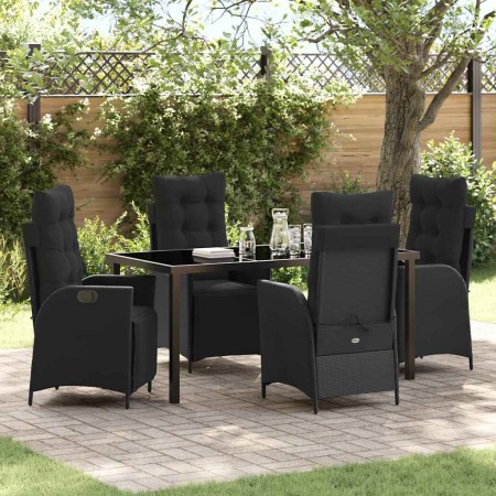 Conjunto de Comedor de Jardín 5 pcs Negro Poliratán