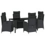 Conjunto de Comedor de Jardín 5 pcs Negro Poliratán