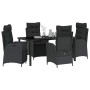Conjunto de Comedor de Jardín 5 pcs Negro Poliratán