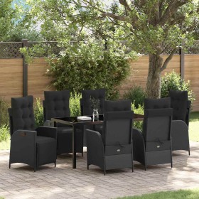Conjunto de Comedor de Jardín 7 pcs Negro Poliratán