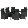 Conjunto de Comedor de Jardín 7 pcs Negro Poliratán