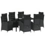 Conjunto de Comedor de Jardín 7 pcs Negro Poliratán