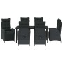 Conjunto de Comedor de Jardín 7 pcs Negro Poliratán