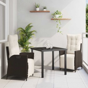 Conjunto de Comedor de Jardín 3 pcs Marrón Poliratán