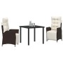 Conjunto de Comedor de Jardín 3 pcs Marrón Poliratán