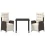 Conjunto de Comedor de Jardín 3 pcs Marrón Poliratán