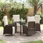 Conjunto de Comedor de Jardín 5 pcs Marrón Poliratán