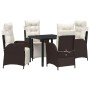 Conjunto de Comedor de Jardín 5 pcs Marrón Poliratán