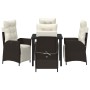 Conjunto de Comedor de Jardín 5 pcs Marrón Poliratán