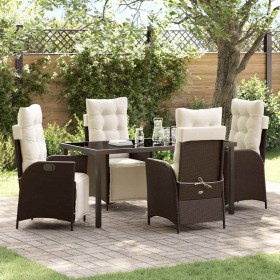 Conjunto de Comedor de Jardín 5 pcs Marrón Poliratán