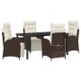 Conjunto de Comedor de Jardín 5 pcs Marrón Poliratán