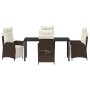 Conjunto de Comedor de Jardín 5 pcs Marrón Poliratán