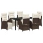 Conjunto de Comedor de Jardín 7 pcs Marrón Poliratán