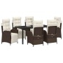 Conjunto de Comedor de Jardín 7 pcs Marrón Poliratán