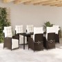Conjunto de Comedor de Jardín 7 pcs Marrón Poliratán