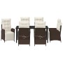 Conjunto de Comedor de Jardín 7 pcs Marrón Poliratán