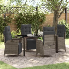 Conjunto de Comedor de Jardín 5 pcs Gris Poliratán