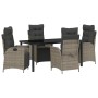 Conjunto de Comedor de Jardín 5 pcs Gris Poliratán