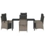 Conjunto de Comedor de Jardín 5 pcs Gris Poliratán