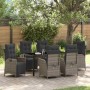 Conjunto de Comedor de Jardín 7 pcs Gris Poliratán