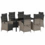 Conjunto de Comedor de Jardín 7 pcs Gris Poliratán