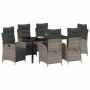 Conjunto de Comedor de Jardín 7 pcs Gris Poliratán