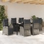 Conjunto de Comedor de Jardín 7 pcs Gris Poliratán