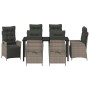 Conjunto de Comedor de Jardín 7 pcs Gris Poliratán