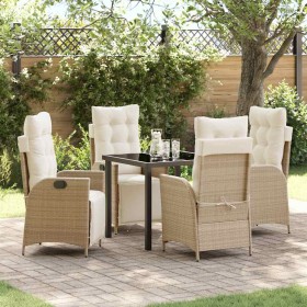 Conjunto de Comedor de Jardín 5 pcs Beige Poliratán