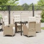 Conjunto de Comedor de Jardín 5 pcs Beige Poliratán